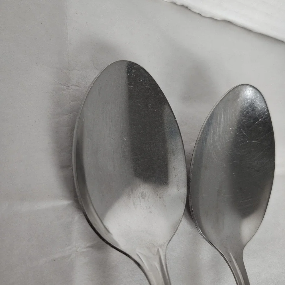 Ekco Kenilworth Stainless Serving Spoon & Fowerbud USA Lot Of 2 Glossy Flatware